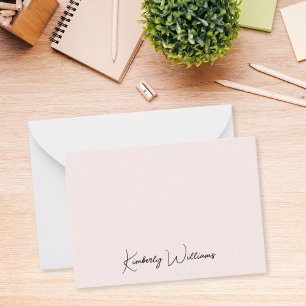 Minimalist Monogram Signature Script Pink Card