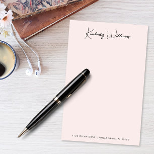 Minimalist Monogram Signature Script Pink Stationery