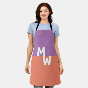 Minimalist Monogram Square Pastel QR Code Apron