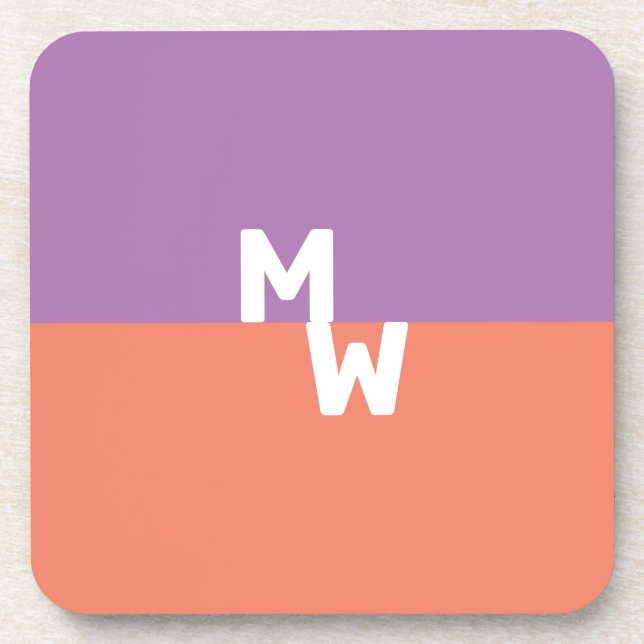 Minimalist Monogram Square Pastel QR Code Coaster (Front)