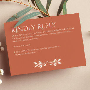 Minimalist Monogram Striped Copper Red RSVP Card