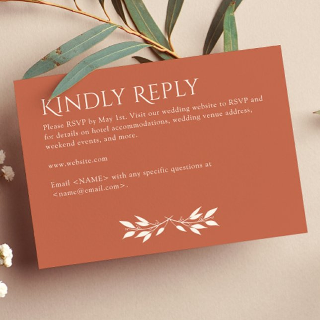 Minimalist Monogram Striped Copper Red RSVP Card (Creator Uploaded)