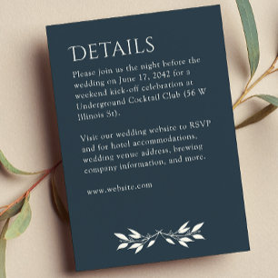 Minimalist Monogram Striped Indigo Blue Details Enclosure Card