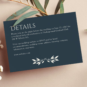 Minimalist Monogram Striped Indigo Blue Details Enclosure Card