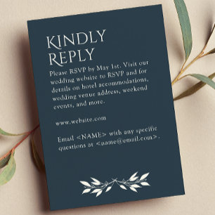 Minimalist Monogram Striped Indigo Blue RSVP Card