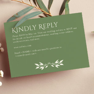 Minimalist Monogram Striped Muted Green RSVP Card