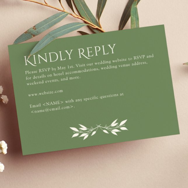 Minimalist Monogram Striped Muted Green RSVP Card (Creator Uploaded)