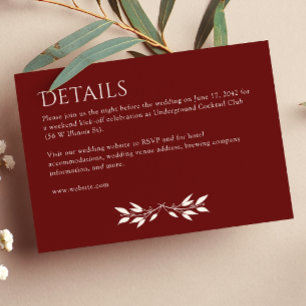 Minimalist Monogram Striped Rosewood Red Details Enclosure Card