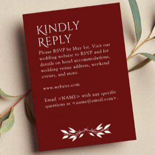 Minimalist Monogram Striped Rosewood Red RSVP Card