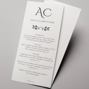 Minimalist Monogram Striped Soft White Wedding Menu