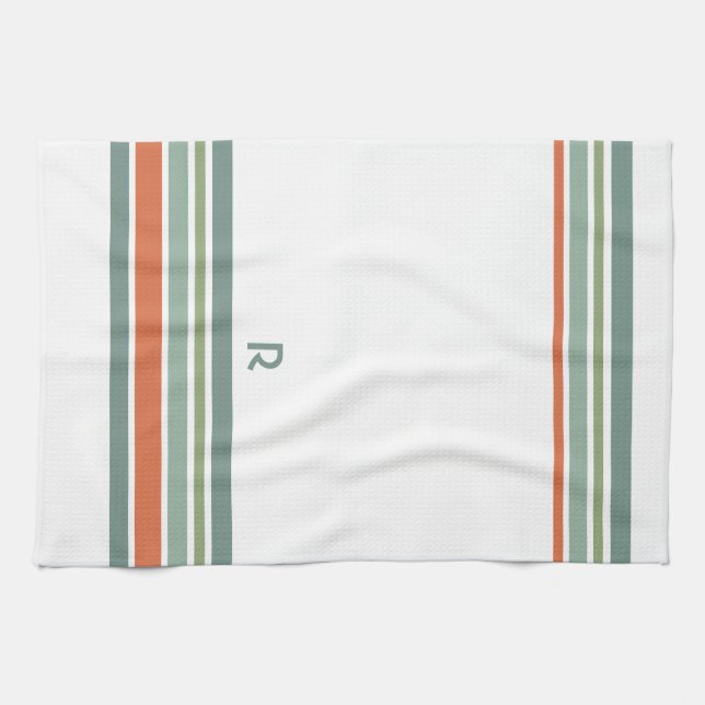 Minimalist Monogram Stripes Tea Towel (Horizontal)