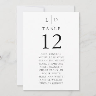 Minimalist Monogram Table Number Seating Chart