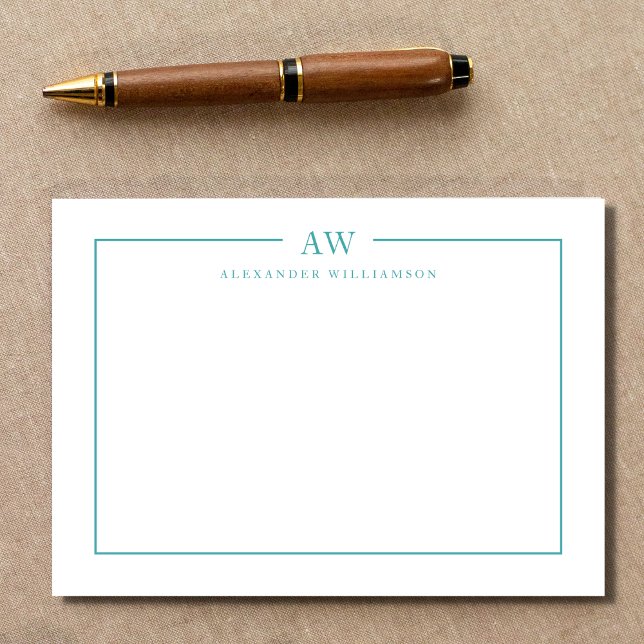 Minimalist Monogram Teal Blue Card (Creator Uploaded)