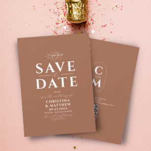 Minimalist Monogram Terracotta QR Code Save The Date