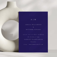 Minimalist Monogram Trendy Blue Modern Wedding