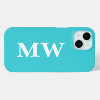 Minimalist Monogram Turquoise Blue Initial Modern