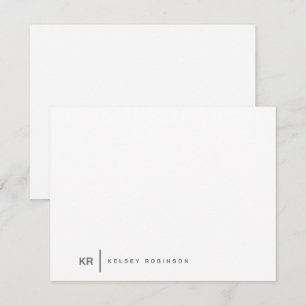 Minimalist Monogram Typography Grey Flat Card