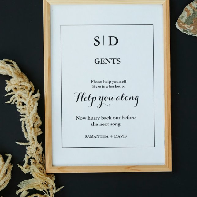  Minimalist Monogram Wedding Bathroom Basket Sign (Creator Uploaded)