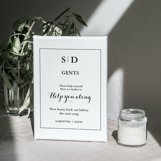  Minimalist Monogram Wedding Bathroom Basket Sign (Creator Uploaded)