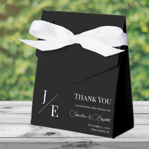 Minimalist Monogram Wedding   Black Favour Box