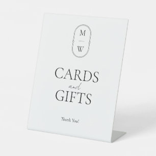 Minimalist Monogram Wedding Cards and Gifts Pedestal Sign