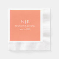 Minimalist Monogram Wedding Coral Peach Cocktail