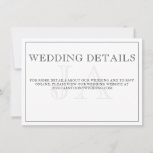 Minimalist Monogram Wedding Details Enclosure Card