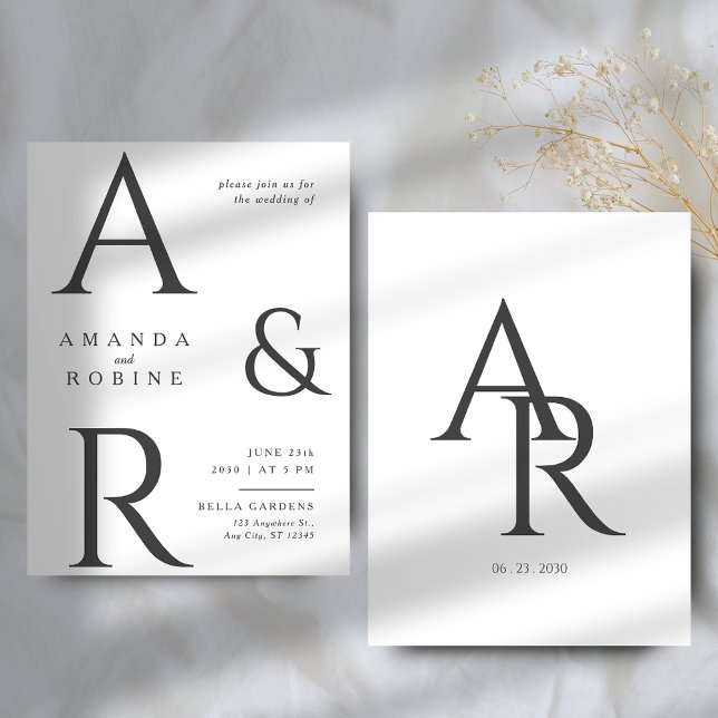 Minimalist Monogram Wedding Invitation (Creator Uploaded)