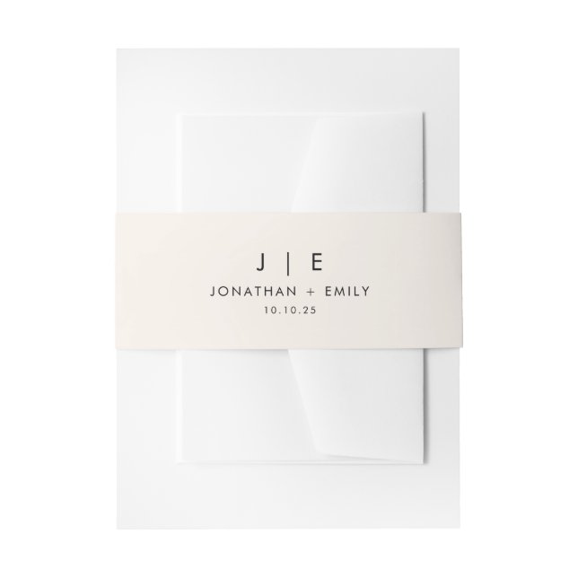 Minimalist Monogram Wedding Invitation Belly Band (Front Example)