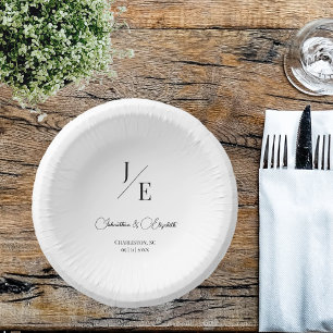 Minimalist Monogram Wedding Paper Plate