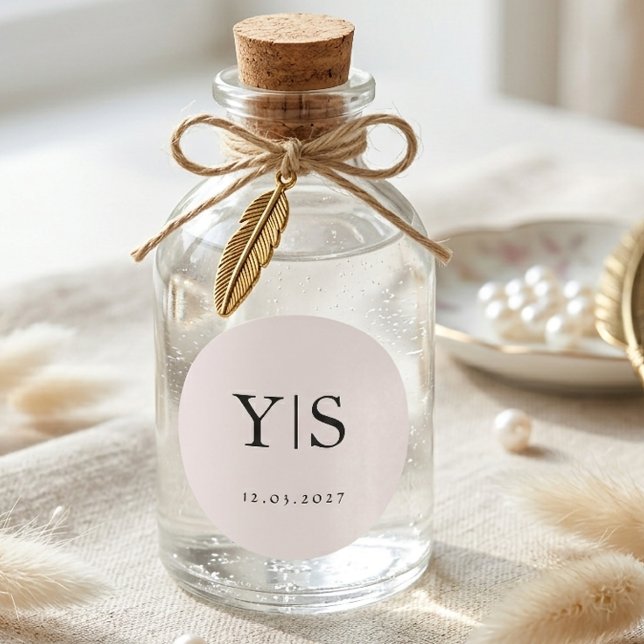 Minimalist Monogram Wedding Personalised Initials  Classic Round Sticker (Creator Uploaded)