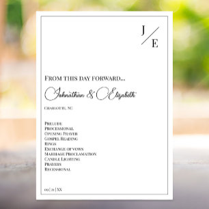 Minimalist Monogram Wedding Programme