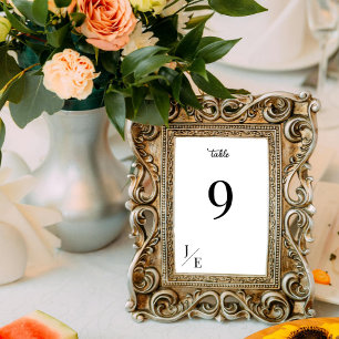 Minimalist Monogram Wedding Reception Table Number
