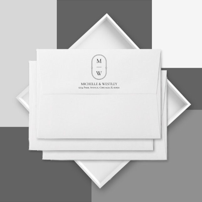 Minimalist Monogram Wedding Return Address Envelope (Creator Uploaded)