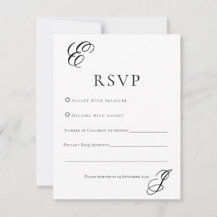 Minimalist Monogram Wedding RSVP Card 