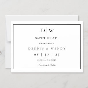 Minimalist Monogram Wedding Save The Date Magnetic Invitation