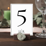 Minimalist Monogram Wedding Table Number Card<br><div class="desc">Guide your guests in style with this elegant minimalist wedding table number card. Designed with a clean, modern aesthetic, the layout features a bold table number paired with a refined monogram of the couple’s initials below, separated by a delicate vertical line for a timeless and sophisticated finish. The balanced composition...</div>