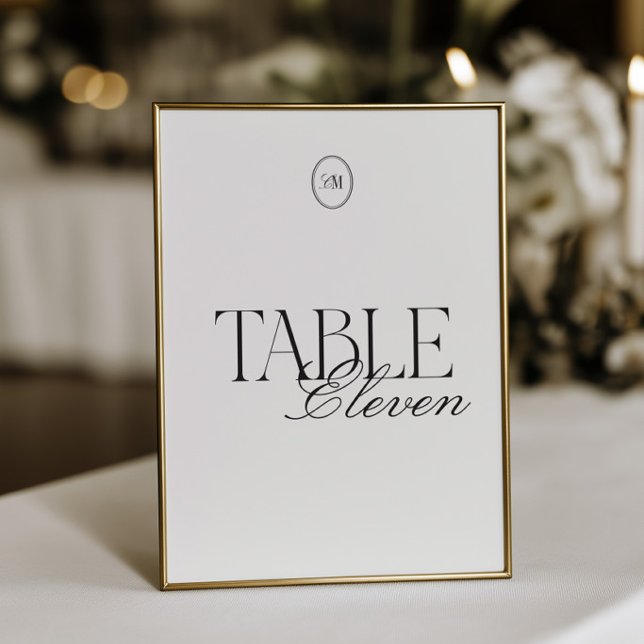 Minimalist Monogram Wedding Table Number Card (Minimalist Monogram Wedding Table Number Card)