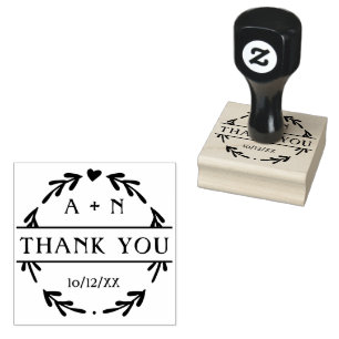 Minimalist Monogram Wedding Thank You  Rubber Stamp