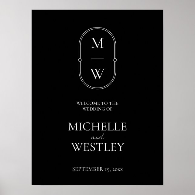 Minimalist Monogram Wedding Welcome Sign (Front)