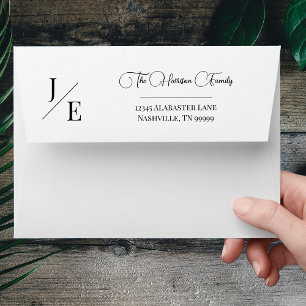 Minimalist Monogram Wedding White   Address Envelope