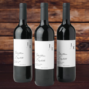 Minimalist Monogram Wedding   White Wine Label