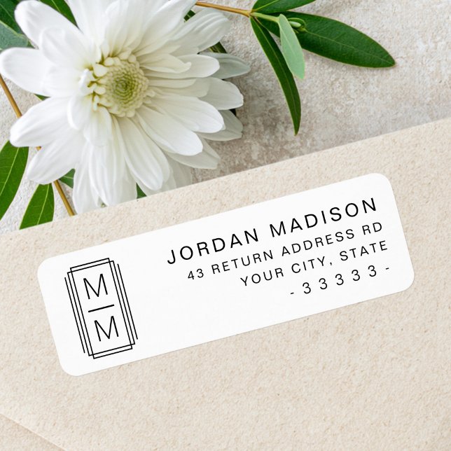 Minimalist monogram white return address (Minimalist monogram white return address label)