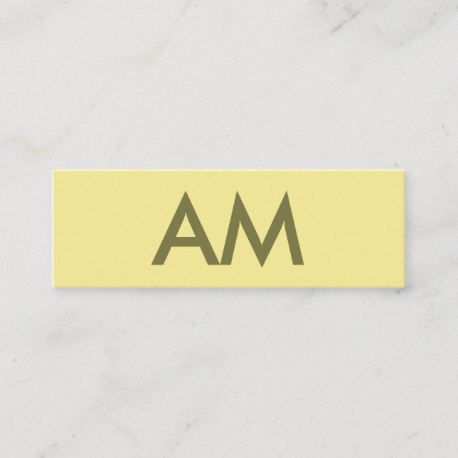 Minimalist Monogram Yellow Mini Business Card (Front)