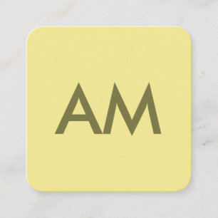 Minimalist Monogram Yellow Square Business Card