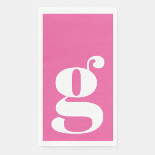 Minimalist Monogrammed Initial Bold Hot Pink Napkin