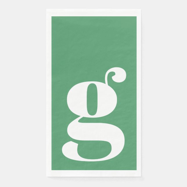 Minimalist Monogrammed Initial Bold Kelly Green Napkin (Front)