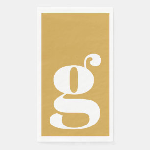 Minimalist Monogrammed Initial Bold Mustard Yellow Napkin