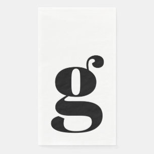 Minimalist Monogrammed Initial Bold White Napkin