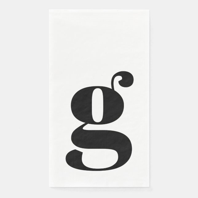 Minimalist Monogrammed Initial Bold White Napkin (Front)